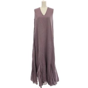ノースリーブ マキシワンピース ロング ワンピース 36 紫 パープル /G