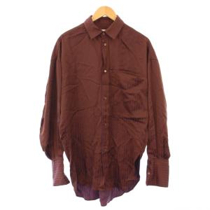 Satin stripe Pocket Shirts サテンストライプポケットシャツ ブラウス 長袖 レギュラーカラー