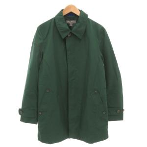 美品 ステンカラーコート M フロントフライ ミドル ハーフ丈 緑 グリーン /AE