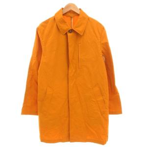 美品 ステンカラーコート M フロントフライ ラグランスリーブ ミドル ハーフ丈 マスタード /AE