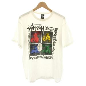 タワレココラボ 4kids Tシャツ カットソー クルーネック 半袖 プリント M 白 ホワイト 黒 ブラック