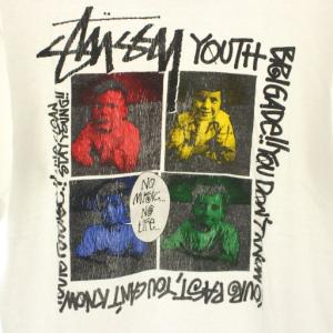 STUSSY タワレココラボ 4kids Tシャツ カットソー クルーネック 半袖 プリント M 白 ホワイト 黒 ブラック
