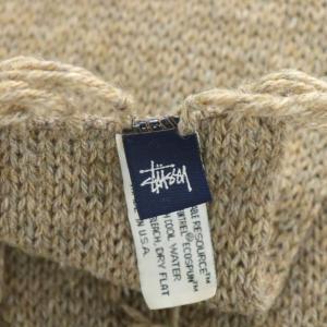 STUSSY マフラー フリンジ ロゴ 刺繍 ウール ベージュ /AN1