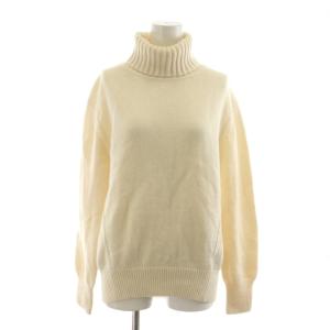 バイアスタートルネックニット セーター 長袖 ウール カシミヤ混 白 ホワイト 1513-106-4068