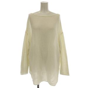 20SS リネン混 ボートネック サマーニット 長袖 F 白 ホワイト 20-080-922-2000