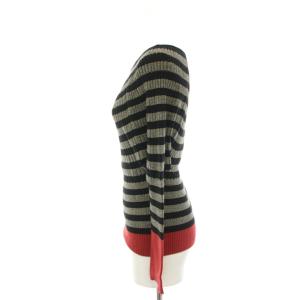 Max Mara リブニット カットソー 長袖 ボーダー ドルマンスリーブ M 黒 ブラック グレー 636656530000