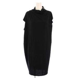 ワンピース フレンチスリーブ ウール P ブラック