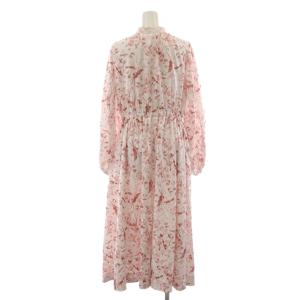 Chesty プリントロングワンピース 長袖 花柄 0 ピンク系 白 ホワイト 23K504 /RR