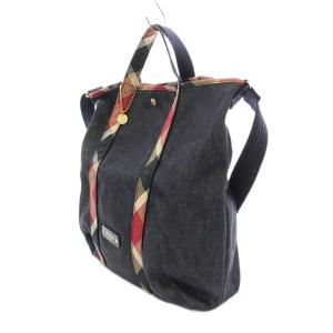 BLUE LABEL CRESTBRIDGE ダブルハンドルデニムトートバッグ ショルダーバッグ チェック柄 2WAY インディゴ /KU