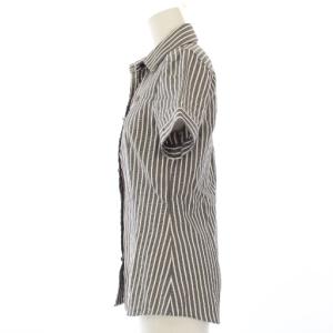 BURBERRY BLUE LABEL シャツ 半袖 ストライプ柄 38 グレー 白 FE535-461-57 /TK