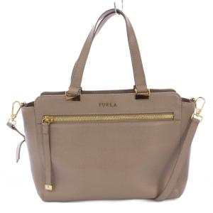 2WAY ハンドバッグ ショルダーバッグ レザー 無地 ワンカラー グレー /BB