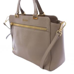 FURLA 2WAY ハンドバッグ ショルダーバッグ レザー 無地 ワンカラー グレー /BB