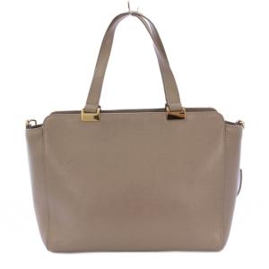 FURLA 2WAY ハンドバッグ ショルダーバッグ レザー 無地 ワンカラー グレー /BB