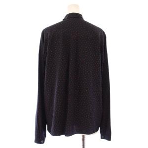 CELINE フィービー期 ボウタイシャツ ブラウス 長袖 ハート柄 バイカラー シルク 36 紺 ネイビー 赤 レッド