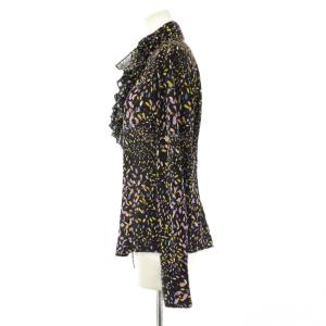 NARA CAMICIE シャツ ブラウス 長袖 フリル 総柄 1 紺 ネイビー マルチカラー /BB