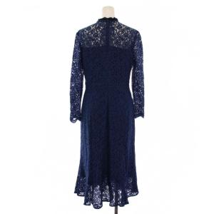 CELFORD ワンピース ロング丈 長袖 総レース リボン 38 紺 CWF0184071 /BM