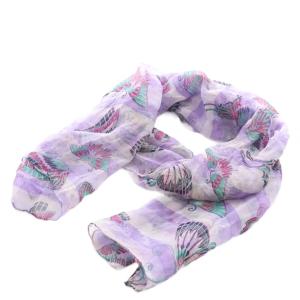 ストール 蝶 ストライプ 絹 シルク 紫 パープル /AN2 OH