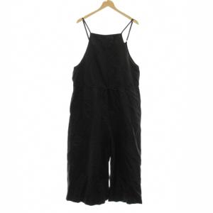 オールインワン サロペット ワイドパンツ 麻 リネン 黒 ブラック 19030440034010 /KU