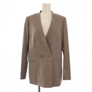 ノーカラージャケット 総裏地 ダブル 2B ウール 40 グレージュ 03-2304196 /BM