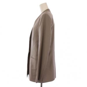 theory luxe ノーカラージャケット 総裏地 ダブル 2B ウール 40 グレージュ 03-2304196 /BM