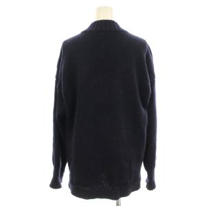 Le Tricoteur ニット カーディガン ウール 34 ネイビー 紺 長袖 スタンドカラー /G