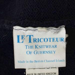 Le Tricoteur ニット カーディガン ウール 34 ネイビー 紺 長袖 スタンドカラー /G