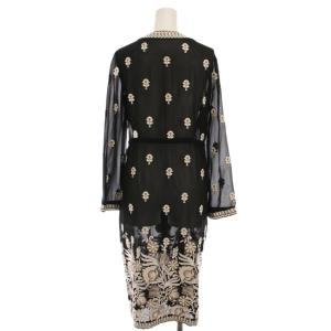 Diagram GRACE CONTINENTAL ジョーゼット刺繍ガウン ロング シアー カーディガン 花柄 長袖 36 黒 37151035 /YM