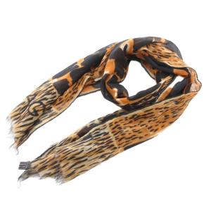 ストール 虎柄 カシシル カシミヤ シルク混 黒 ブラック オレンジ /JS