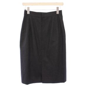 Christian Dior タイトスカート タック ひざ丈 ワンカラー 無地 ウール L チャコールブラック /BB