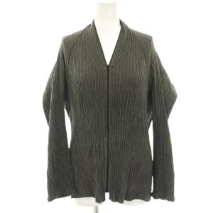 HIROKO BIS セットアップ 上下 カーディガン ジップアップ 長袖 フレアスカート ロング ミモレ プリーツ 11 グレー