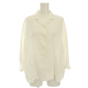 リネン シャツ ブラウス オープンカラー 七分袖 F 白 GAA5-23M026 /YM