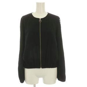 スリーブレースサテンブルゾン ジップアップ ジャケット 36 黒 ブラック C132-003 /YM