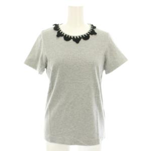 AD2013 Tシャツ カットソー 半袖 ニット刺繍 S グレー 黒 ブラック TM-T032 /YT