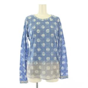 ヨウジヤマモト カットソー 長袖 クルーネック 薄手 ストレッチ 総柄 2 青 ブルー /BB