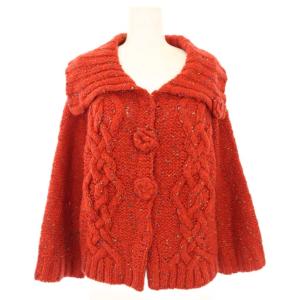 Jocomomola de Sybilla カーディガン ニット ケーブル編み 七分袖 40 赤 朱色 レッド GJFAK-62150 /TK