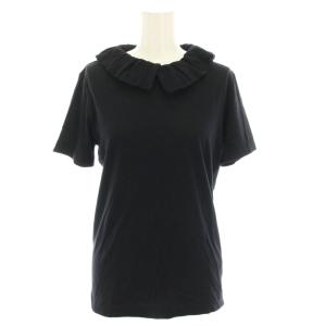 ヨウジヤマモト Tシャツ カットソー ラッフル衿 フリル 半袖 タグ付き 2 黒 ブラック YO-T91-069-3