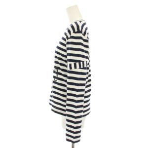 COMME des GARCONS AD2015 ロンT Tシャツ カットソー クルーネック 長袖 ボーダー柄 ロゴプリント M 白 ホワイト