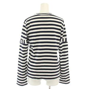 COMME des GARCONS AD2015 ロンT Tシャツ カットソー クルーネック 長袖 ボーダー柄 ロゴプリント M 白 ホワイト