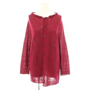 ヨウジヤマモト カーディガン 長袖 ドット柄 麻 リネン 2 ワインレッド YW-K56-581 /YT