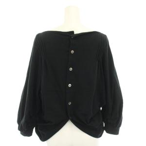 Tao AD2010 カットソー ブラウス 長袖 ピンタック 麻 リネン混 M 黒 ブラック TG-T008 /YT