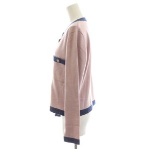 CHANEL SAMPLE ココボタン カーディガン ウール M ピンク ネイビー