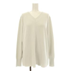 24SS Chiaro Audrey ニット セーター 長袖 Vネック 切替 38 ライトグレー 03-4101723