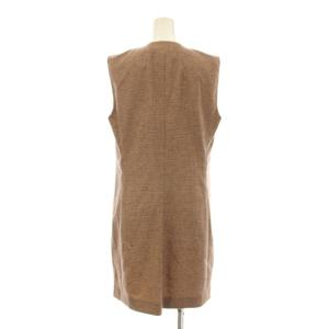 AKRIS ベスト ジレ ロング Vネック チェック柄 ウール アンゴラ混 US6 茶 ブラウン オレンジ 335600