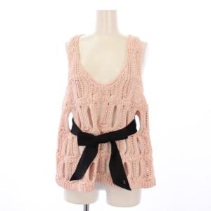 uniform ノースリーブニット ココマーク リボン ビジュー 36 ピンク