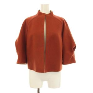 スタンドカラージャケット トッパー 九分袖 ウール US10 オレンジ 337650 /KU