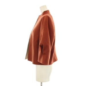 AKRIS スタンドカラージャケット トッパー 九分袖 ウール US10 オレンジ 337650 /KU