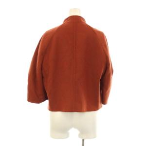 AKRIS スタンドカラージャケット トッパー 九分袖 ウール US10 オレンジ 337650 /KU