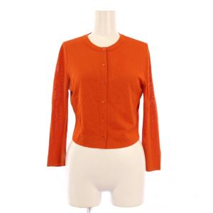 カーディガン ショート丈 ストレッチ 薄手 38 オレンジ
