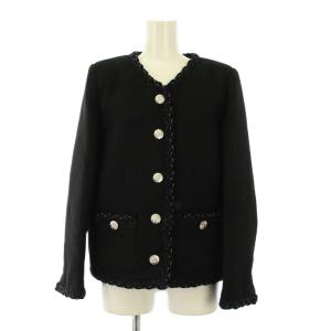 uniform ノーカラージャケット ウール シルク 36 ブラック