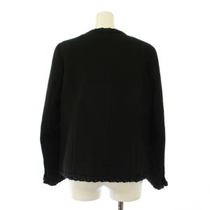 CHANEL uniform ノーカラージャケット ウール シルク 36 ブラック